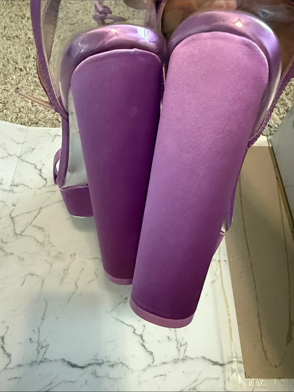 NWB! Jessica Rich - Love Purple Satin Platform Heels with Ankle Strap - Size 9